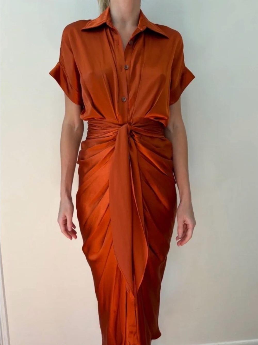 Divine Heritage Orange silk party dress from Free People
